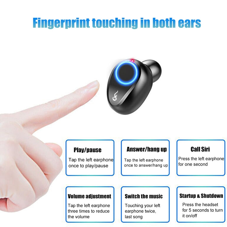 F9 TWS V5.0 Casque Bluetooth sans fil bi-oreille à contrôle tactile avec lumière respiratoire et affichage numérique