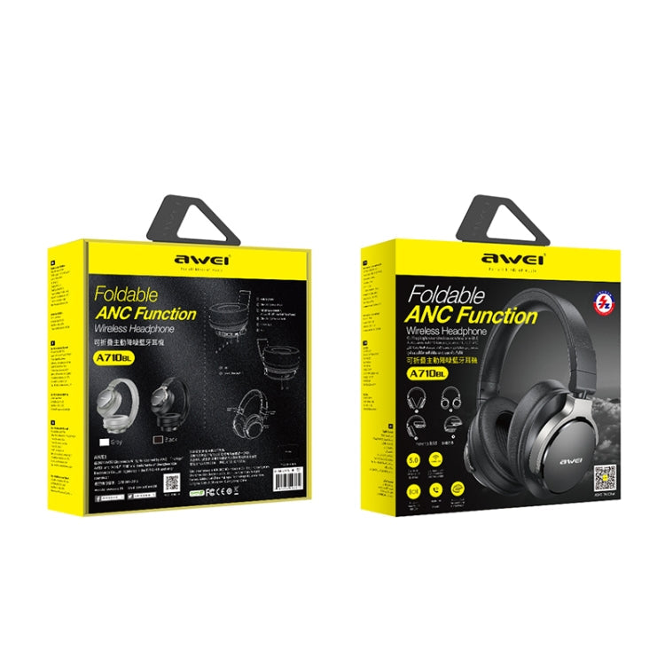 AWEI A710BL ANC Folleable Cancelación de ruido Auriculares Inalámbricos Bluetooth (Gris)