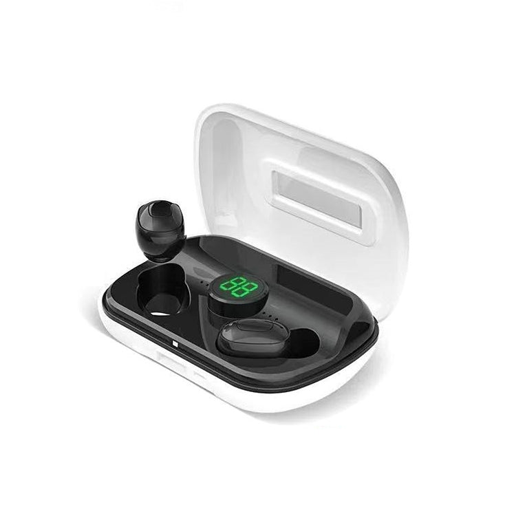 TWS X10 Wireless Bluetooth 5.0 Digital Display Headphones with Charging Box (White)