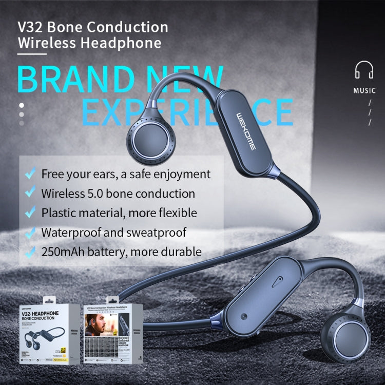 WK V32 Bone Driving Bluetooth 5.0 Écouteur sans casque de sport intra-auriculaire étanche (Bleu)
