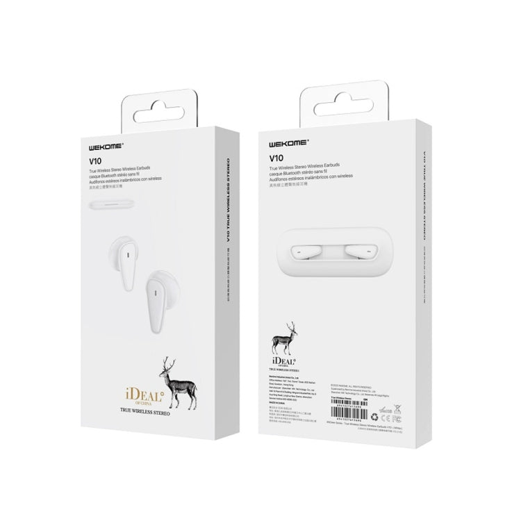 WK V10 WHITE DERE SERIES TWS IPX4 Écouteurs intra-auriculaires Bluetooth 5.0 étanches avec boîtier de charge