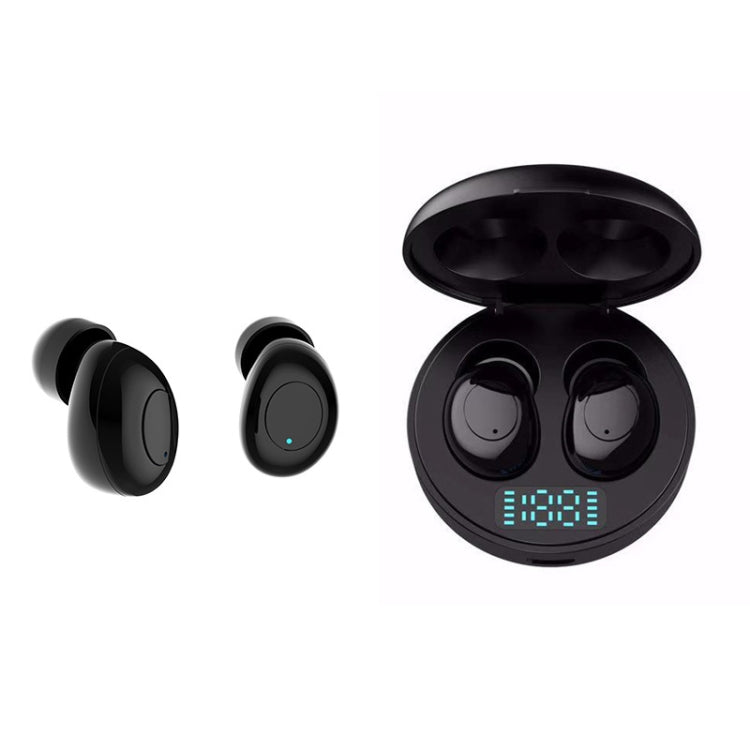 J1 TWS Wireless Headphones with Digital Display Bluetooth V5.0 with LED Charging Box (Black)