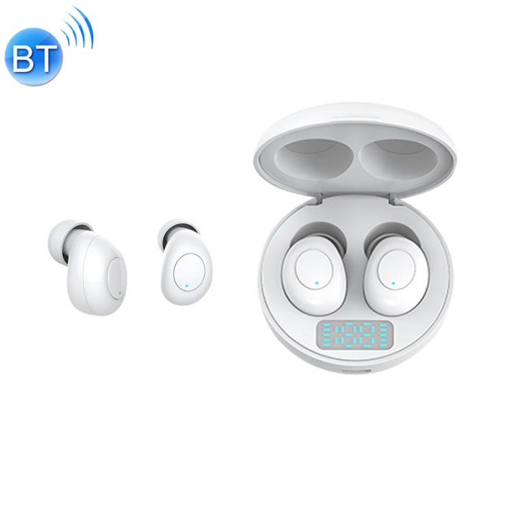J1 TWS Wireless Headphones with Digital Display Bluetooth V5.0 with LED Charging Box (White)