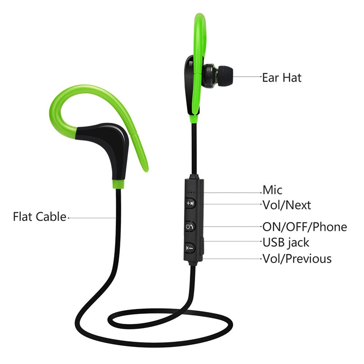 Auriculares Bluetooth 4.1 Stereo Deportivos con forma de cuerno de buey L1 (verde)