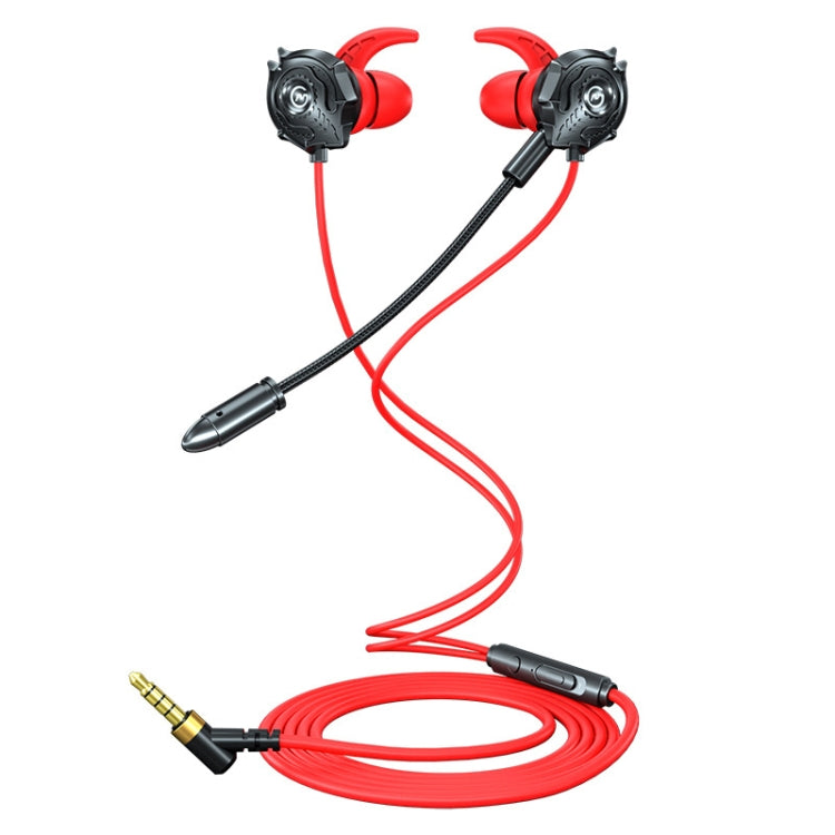 G500 Coude 3,5 mm dans l'oreille filaire filaire avec microphone (rouge)