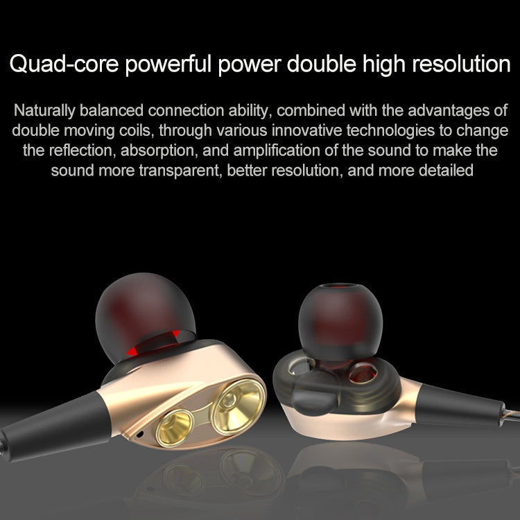 D12 1.2m Filaire In-Ear 3.5mm Interface Stéréo Filaire Contrôlé HIFI Casque Double Mouvement Boucle Musique Casque pour Jeux avec Emballage (Noir)