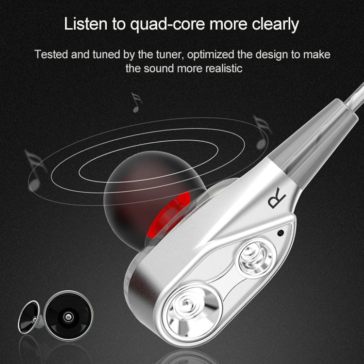 D12 1.2m Wired In-Ear 3.5mm Stereo Interface HiFi Headphones Wired Controlled Double Motion Loop Running Game Music Headset with Packaging (White)