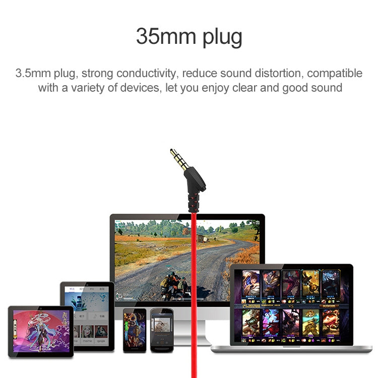 Câble G5 1,2 m dans l'oreille Interface stéréo 3,5 mm Casque HIFI contrôlé par fil Jeu vidéo Casque de jeu mobile avec micro (Noir)