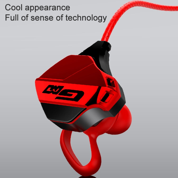 Casque HiFi G10-A stéréo contrôlé par fil avec interface intra-auriculaire 3,5 mm casque de jeu pour jeux mobiles avec micro (rouge)