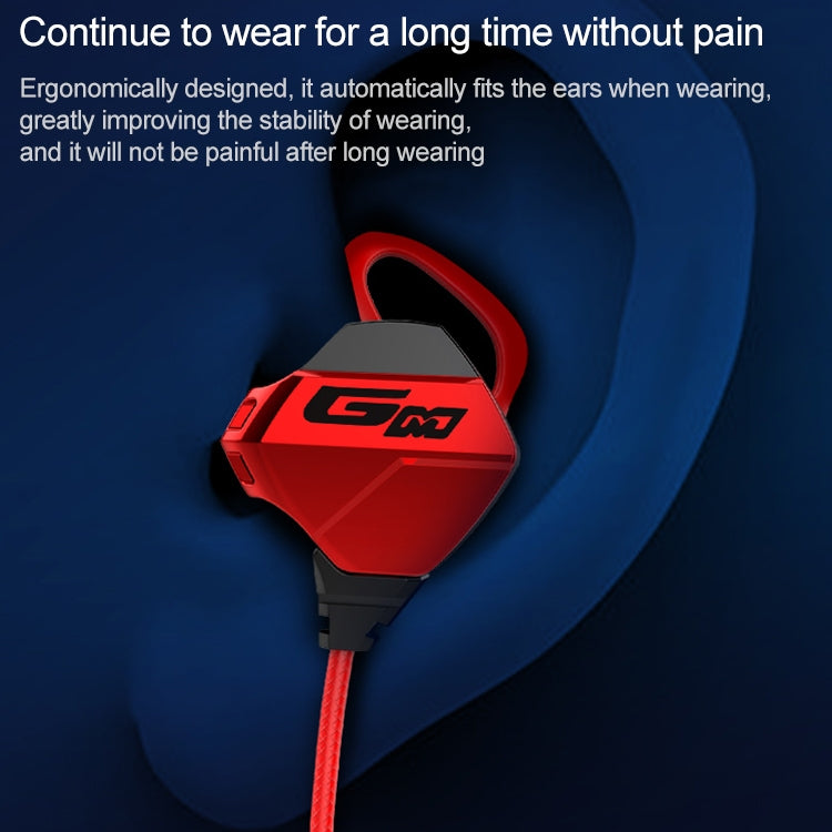 G10-A HiFi Headphones Wired Controlled Stereo with 3.5mm In-Ear Interface Gaming Headset for Mobile Games with Mic (Red)