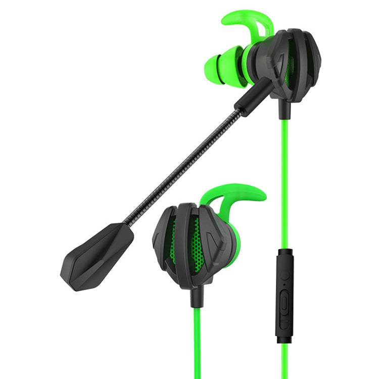 G6 Wired In Ear 3.5mm Interface Stereo Headphones HIFI Wired Controlled Video Game Mobile Gaming Headset with Mic (Green)