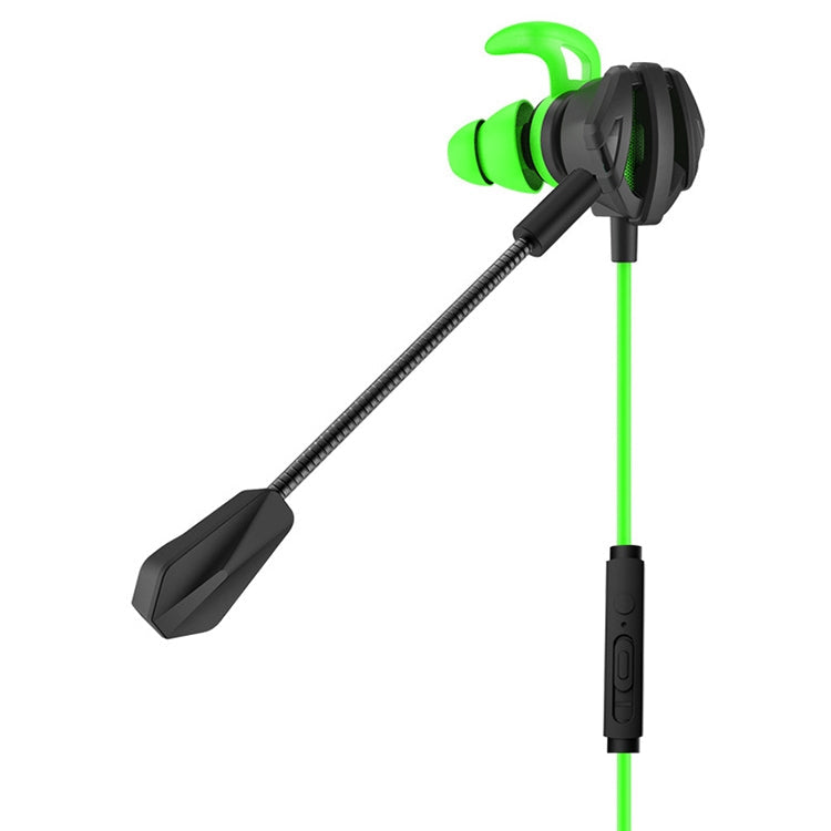 G6 Wired In Ear 3.5mm Interface Stereo Auriculares HIFI Controlados por Cable Videojuego Auriculares para juegos Móviles con Micrófono (Verde)