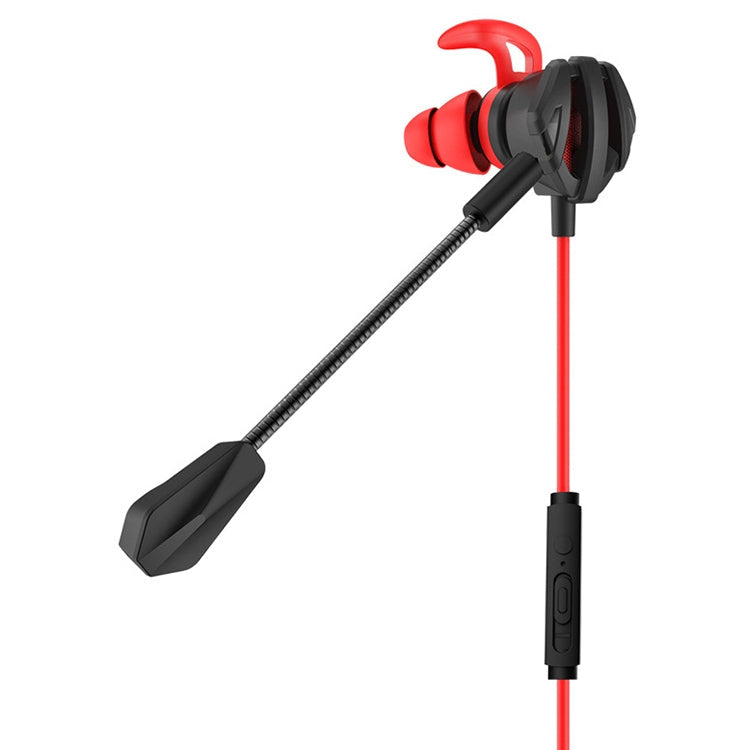 G6 Wired In Ear 3.5mm Interface Stereo Auriculares HIFI Controlados por Cable Videojuego Auriculares para juegos Móviles con Micrófono (Rojo)