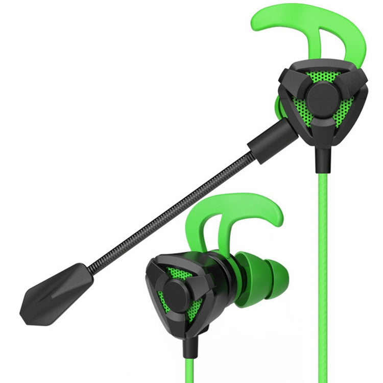 G9 1.2m Wired In-Ear 3.5mm Stereo Interface Wired Controlled HIFI Headphones Video Game Mobile Gaming Headset with Mic (Green)