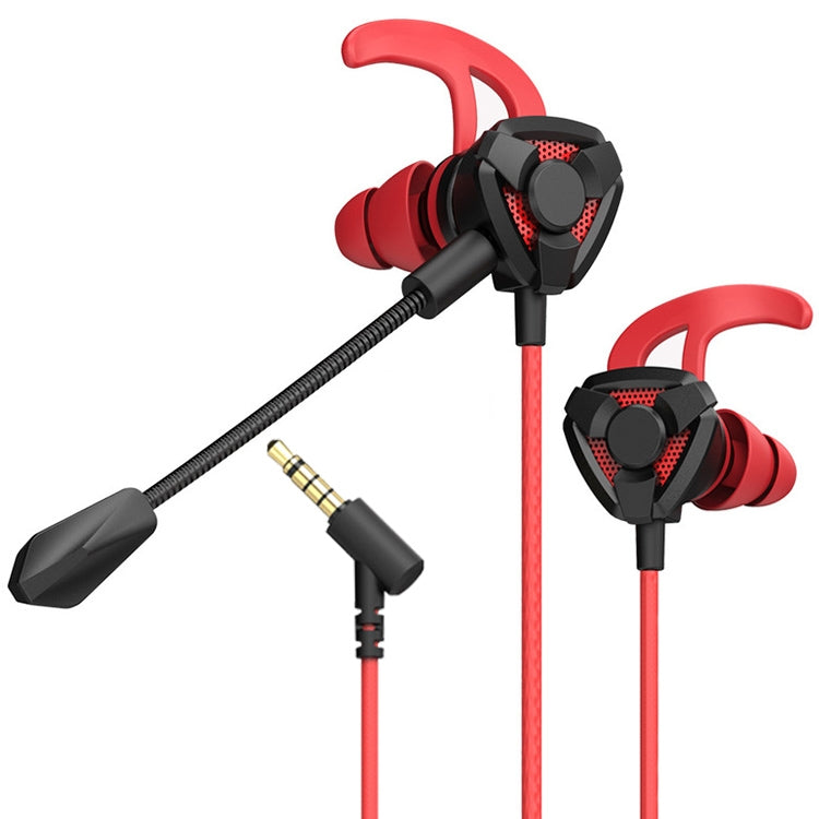 G9 1.2m Wired In-Ear 3.5mm Stereo Interface Wired Controlled HIFI Headphones Video Game Mobile Gaming Headset with Mic (Red)