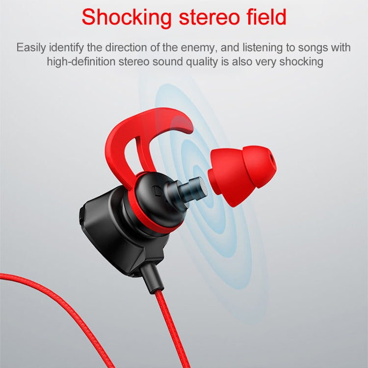 G9 1.2m Cableado en la Oreja 3.5mm Interfaz Stereo Auriculares HIFI Controlados por Cable Videojuego Auriculares para juegos Móviles con Micrófono (Rojo)
