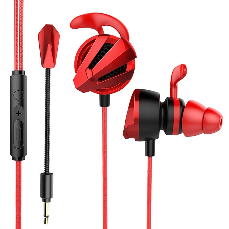 G12 1.2m Wired In-Ear 3.5mm Interface Stereo Wired Controlled + Detachable HIFI Headphones Video Game Mobile Gaming Headset with Mic (Red)