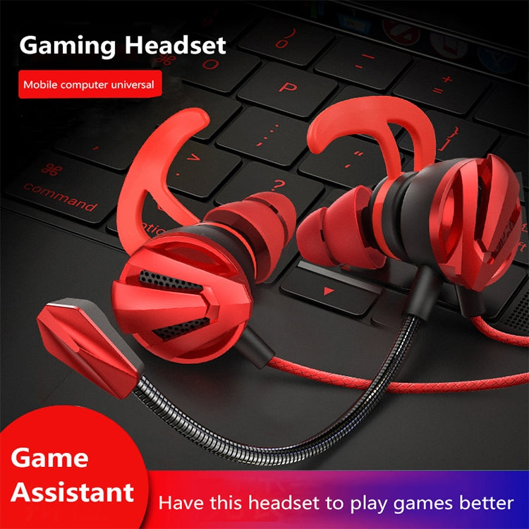 G12 1.2m Wired In-Ear 3.5mm Interface Stereo Wired Controlled + Detachable HIFI Headphones Video Game Mobile Gaming Headset with Mic (Red)