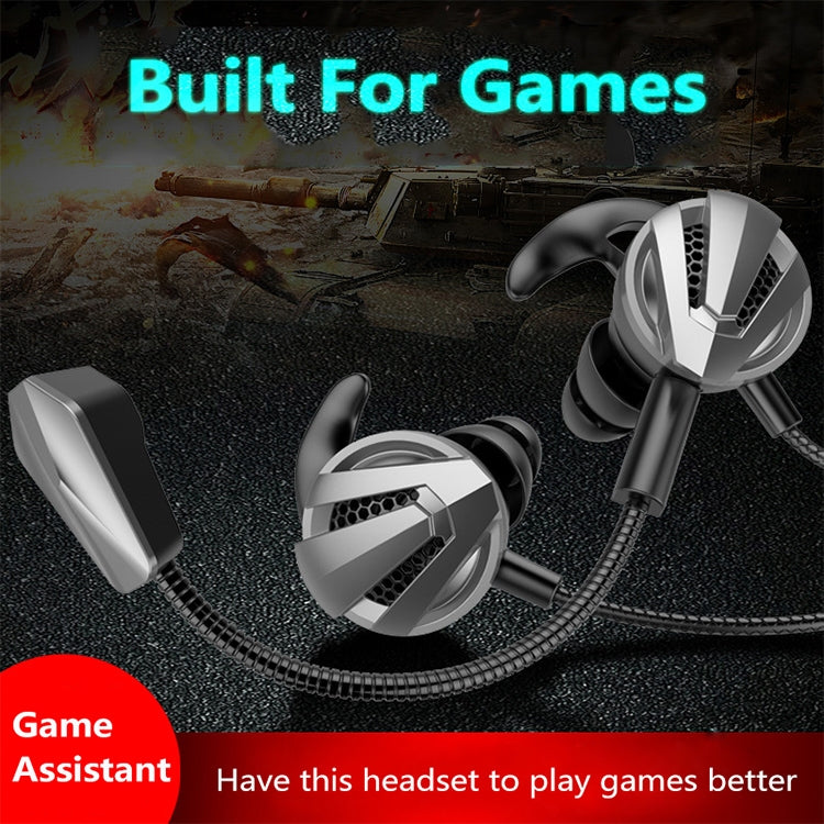 G12 1.2m Wired In-Ear 3.5mm Interface Stereo Wired Controlled + Detachable HIFI Headphones Video Game Mobile Gaming Headset with Mic (Silver)
