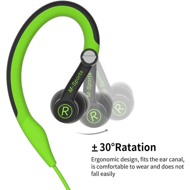 Mucro MB-232 Running in Ear Sport Earhook Wired Stereo Headphones for Gym Jogging (Green)