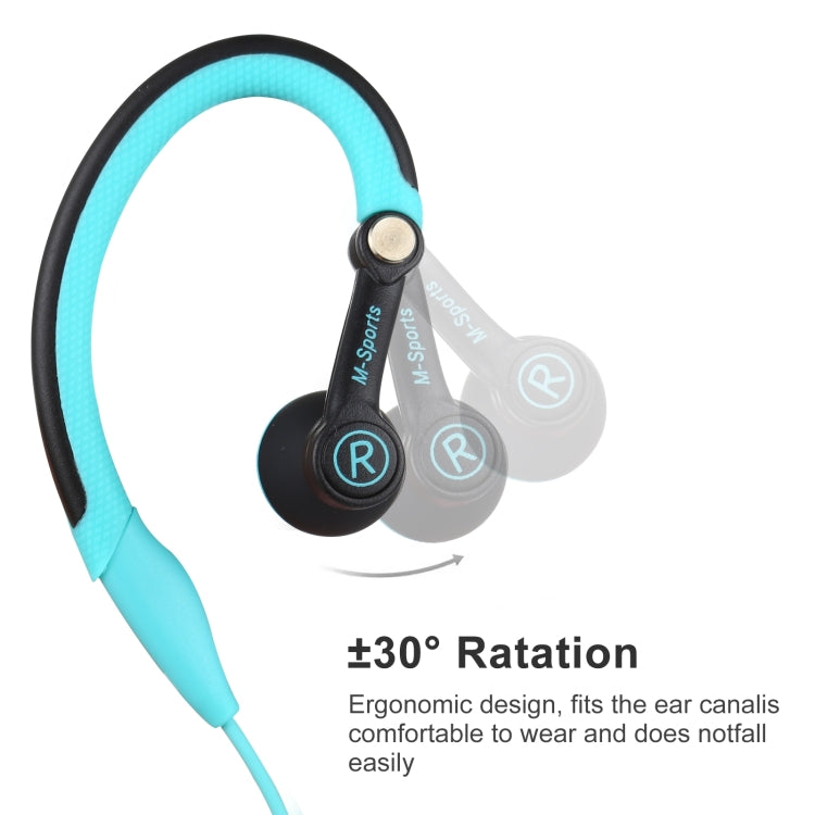 Mucro MB-232 Running in Ear Sport Earhook Wired Stereo Headphones for Gym Jogging (Blue)