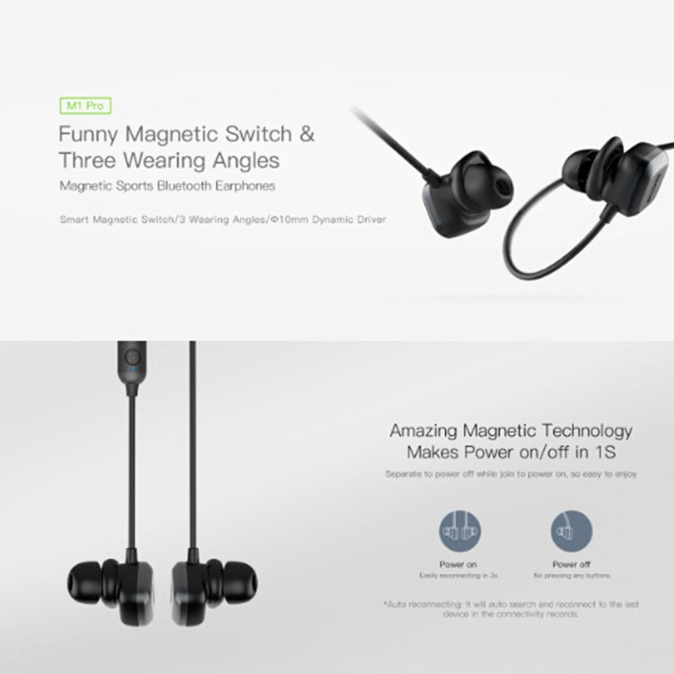 QCY M1 Pro Sports Wireless V4.1 Auriculares Bluetooth con Micrófono (Negro)