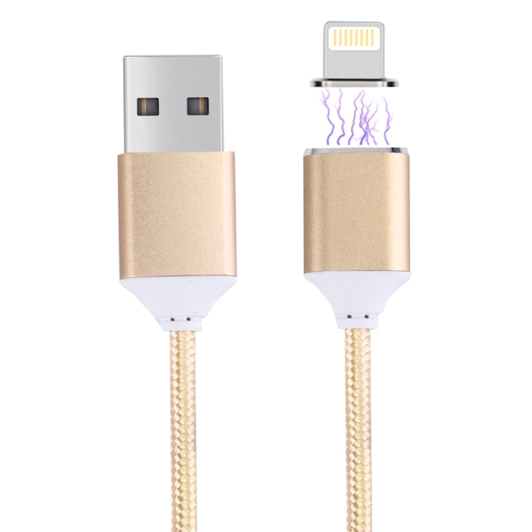 1M Weave Style 2.4A 8 Pin to USB Sync Sync Cable Smart Metal Magnetism Cable (Gold)
