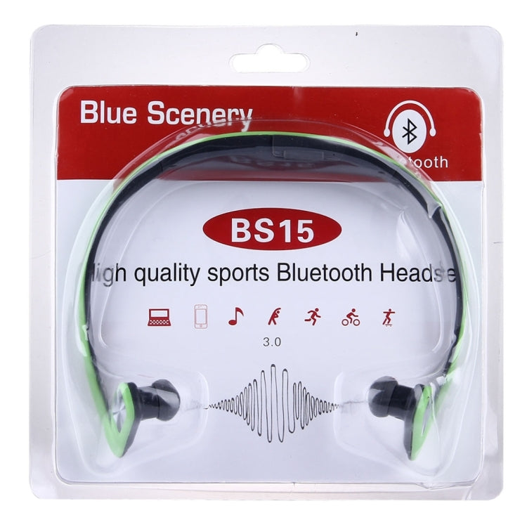 BS15 Life impermeable a prueba de sudor Stereo Inalámbrico Deportivo Bluetooth Auricular Auricular interno Auricular Para Teléfonos Inteligentes y iPad y Portátiles y Portátiles y MP3 u otros dispositivos de Audio Bluetooth (verde)