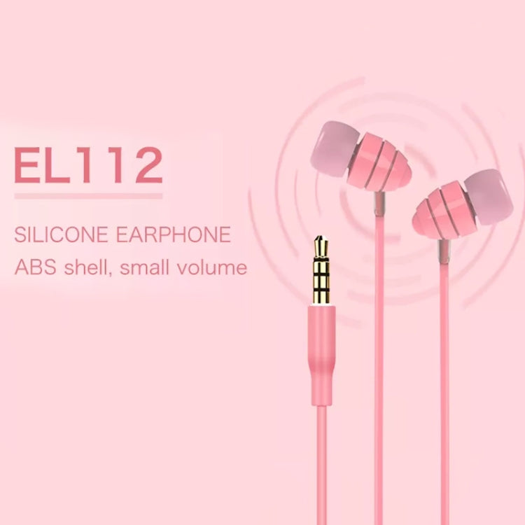 Joyroom El112 Écouteurs intra-auriculaires en plastique 3,5 mm en forme de conque avec microphone (Rose)