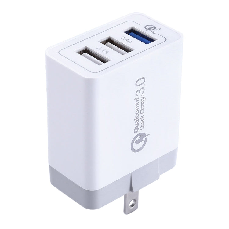 3 USB Ports (3A + 2.4A + 2.4A) Quick Charger QC 3.0 Travel Charger US Plug For iPhone iPad Samsung HTC Sony Nokia LG and other Smartphones