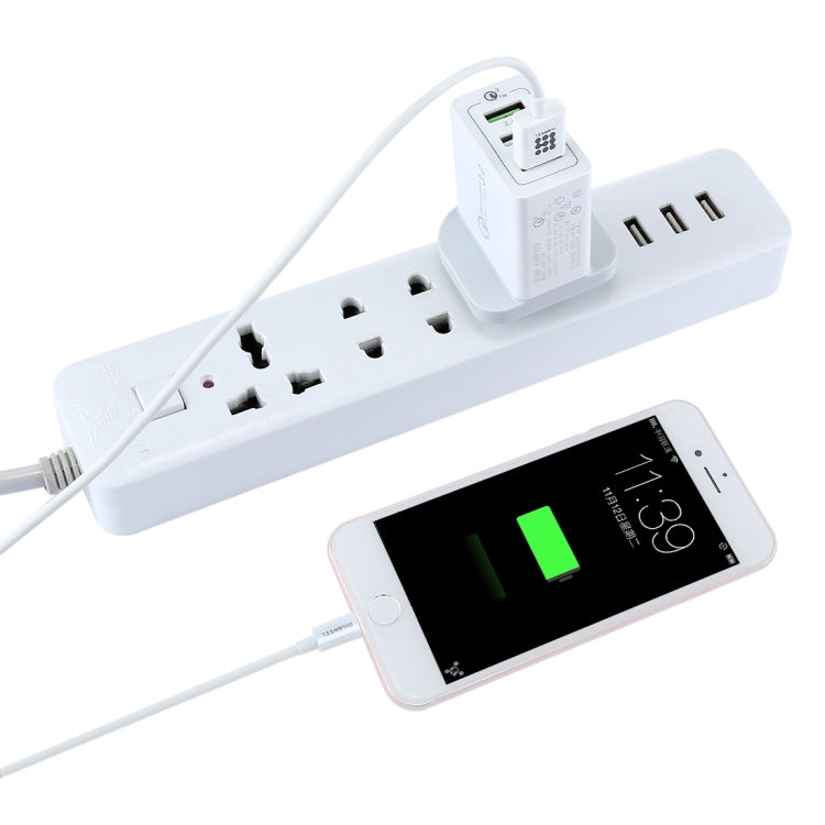 3 USB Ports (3a + 2.4a + 2.4a) Quick Charger QC 3.0 Travel Charger UK Plug For iPhone iPad Samsung HTC Sony Nokia LG and other Smartphones