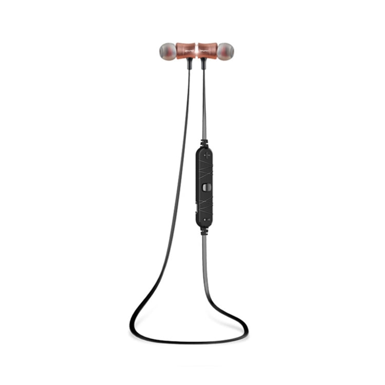 Awei A921BL Écouteur Bluetooth magnétique sport sans fil avec contrôle filaire + microphone (or rose)