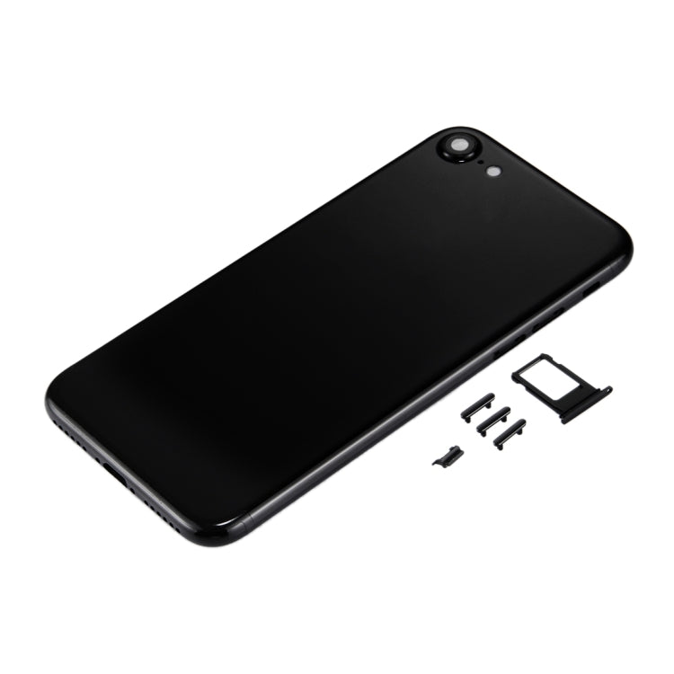6 en 1 Para iPhone 7 (Tapa de Batería + Bandeja Para Tarjetas + Tecla de Control de Volumen + Botón de Encendido + Interruptor de Silencio Tecla Vibradora + Señal) Cubierta de la Carcasa de Ensamblaje Completo (Negro azabache)