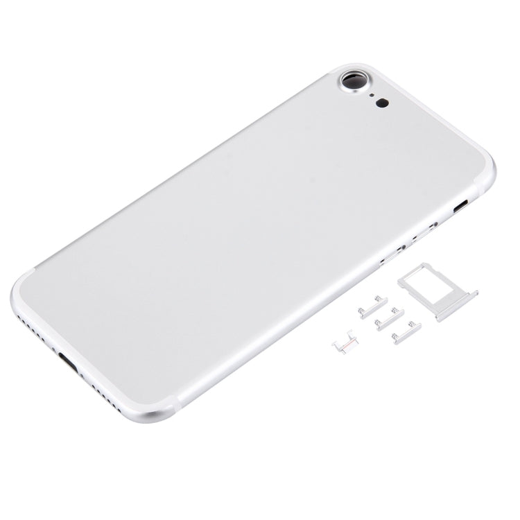 5 en 1 pour iPhone 7 (couvercle de la batterie + plateau de carte + touche de contrôle du volume + bouton d'alimentation + touche de vibreur de l'interrupteur muet) Couvercle du boîtier complet (Argent)