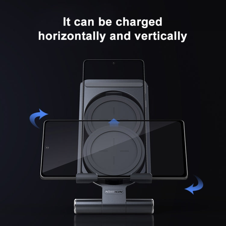 Nillkin 2 en 1 15W PowerHold Mini support vertical pliable détachable pour téléphone portable avec chargeur sans fil (argent)