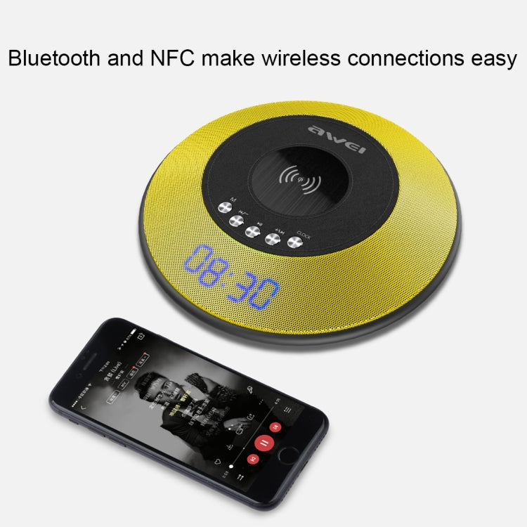 Awei Y290 5W Fast Wireless Charger with Bluetooth Speaker (Yellow)