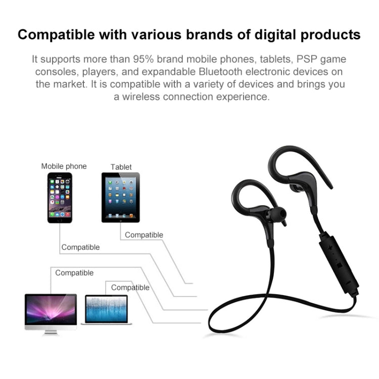 Écouteurs de sport intra-auriculaires Bluetooth sans fil BT-1 avec microphones pour smartphone Transmission sans fil Bluetooth intégrée Distance de transmission : moins de 10 m (rouge)