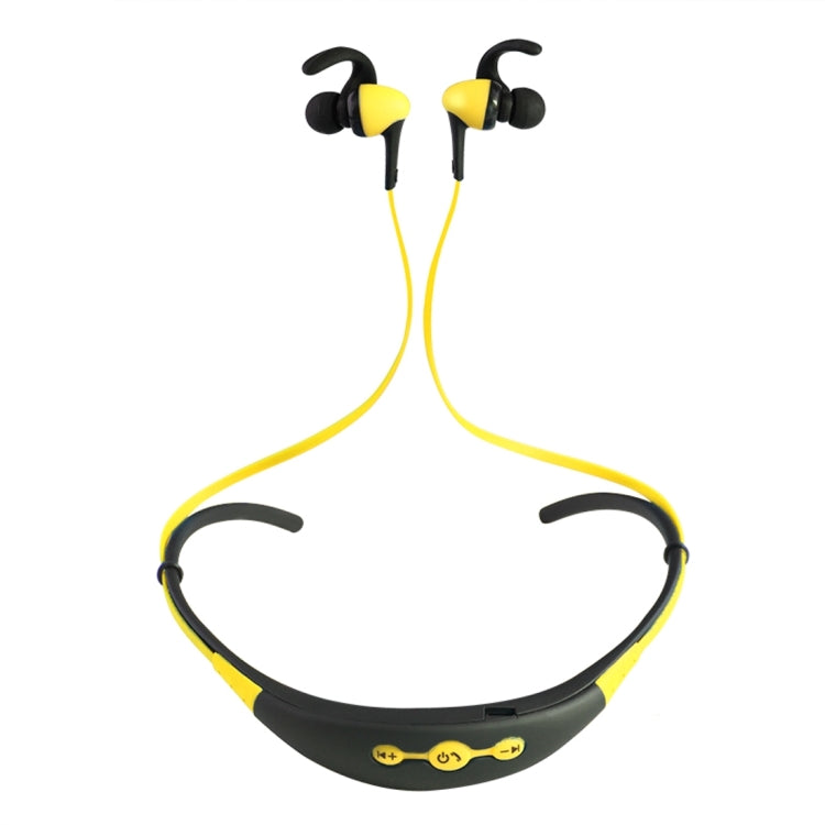 BT-54 Auriculares Inalámbricos Bluetooth con banda para el cuello con Control de Cable en la Oreja con Micrófono y gancho para la Oreja Para iPad iPhone Galaxy Huawei Xiaomi LG HTC y otros Teléfonos Inteligentes (amarillo)