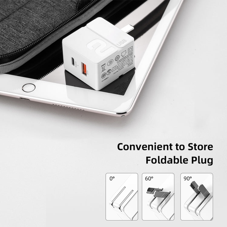 Rock Sugar Mini Portable Double Port USB Chargeur Rapide Chargeur Mural PD Adaptateur de Voyage Prise CN (Blanc)