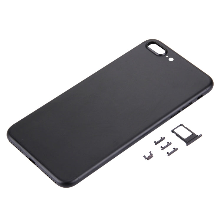 5 en 1 pour iPhone 7 Plus (couvercle de la batterie + plateau de carte + touche de contrôle du volume + bouton d'alimentation + touche de vibreur de l'interrupteur muet) couvercle du boîtier complet (noir)
