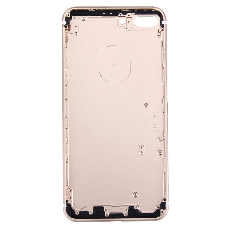 5 en 1 pour iPhone 7 Plus (couvercle de la batterie + plateau de carte + touche de contrôle du volume + bouton d'alimentation + touche de vibreur de l'interrupteur muet) couvercle du boîtier complet (doré)