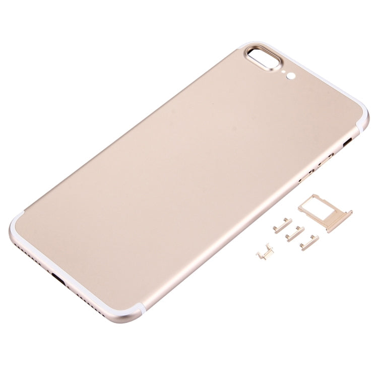 5 en 1 pour iPhone 7 Plus (couvercle de la batterie + plateau de carte + touche de contrôle du volume + bouton d'alimentation + touche de vibreur de l'interrupteur muet) couvercle du boîtier complet (doré)