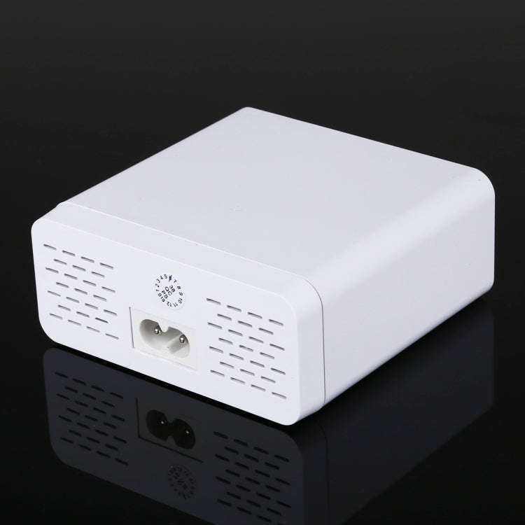 896 40W QC 3.0 6 Port USB Fast Charger with LCD Digital Display EU Plug (White)