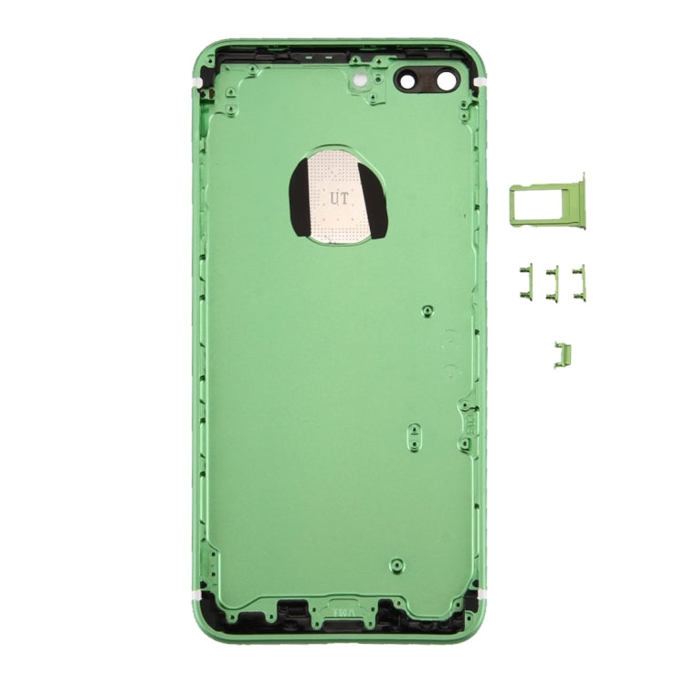 6 en 1 pour iPhone 7 Plus (couvercle de batterie + plateau de carte + touche de contrôle du volume + bouton d'alimentation + interrupteur de sourdine touche de vibration + signal) couvercle de boîtier d'assemblage complet (vert + noir)