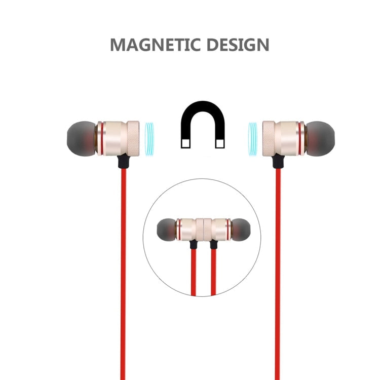 Bluetooth V4.1 Sports Headphones with Magnetic absorption of Stereo Sound quality BTH-838 Bluetooth distance: 10 m For iPad iPhone Galaxy Huawei Xiaomi LG HTC and other Smart Phones (Red)