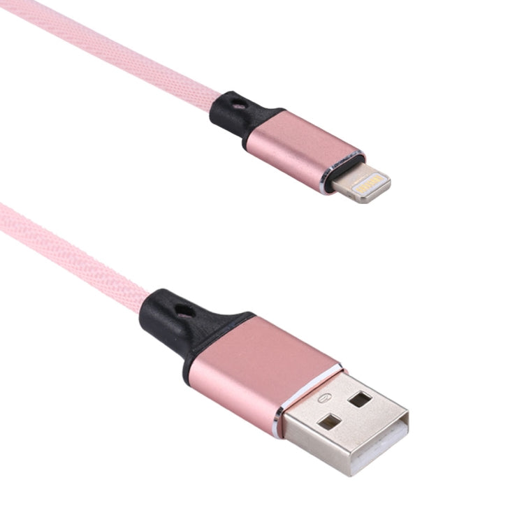 1M 2A USB auf 8-Pin-Nylongewebe-Datensynchronisierungs-Ladekabel (Rosa)