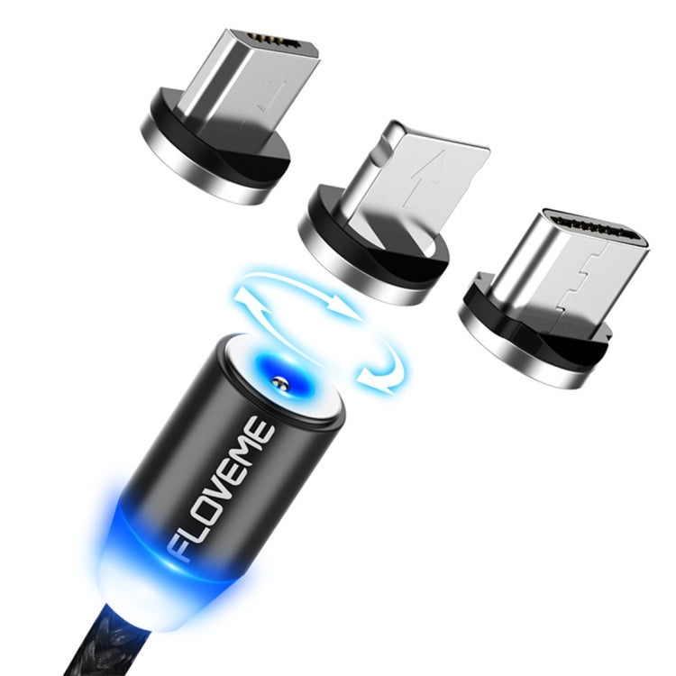 FLOVEME YXF93674 Câble de charge magnétique USB en nylon 1M 2A sans tête de charge (Noir)