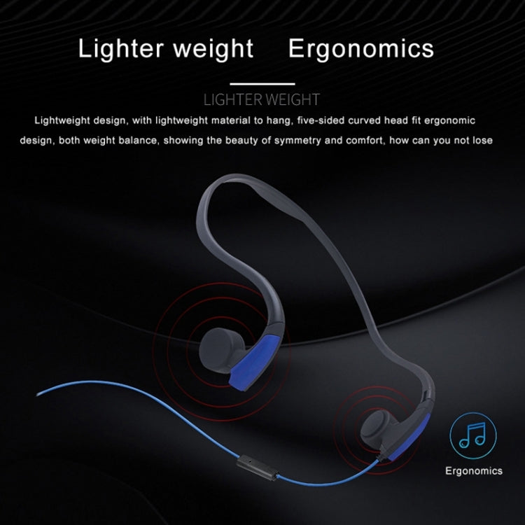 Wire-Controlled Bone Conduction Outdoor Sports Headphones for Back Hanging (Black)