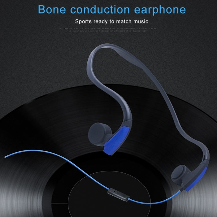 Wire-Controlled Bone Conduction Outdoor Sports Headphones for Back Hanging (Blue)