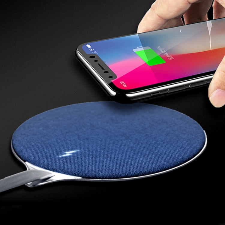 HAMTOD X10 10W Output Overall Aluminum Alloy + Cloth Materials Qi Standard Wireless Charger For iPhone Galaxy Huawei Xiaomi LG HTC and Other QI Standard Smart Phones (Blue)